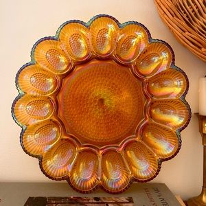 SOLD- Carnival glass devilled egg plate